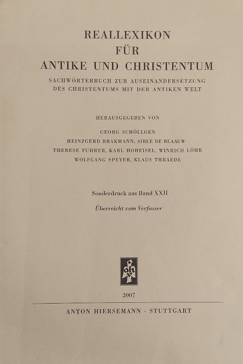 Reallexikon für Antike und Christentum.
