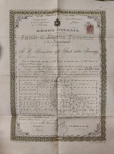 Regno d' Italia. Patente di Maestra Elementare di grado superiore.