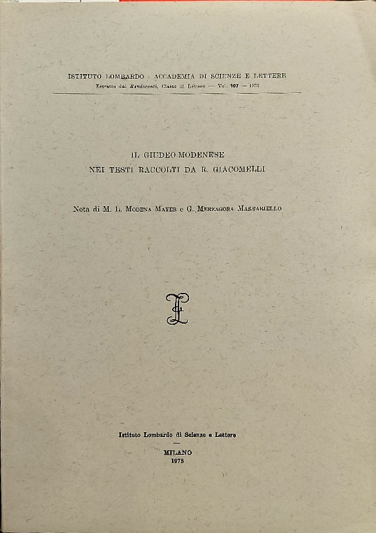 Il giudeo modenese nei tempi raccolti da R. Giacomelli.