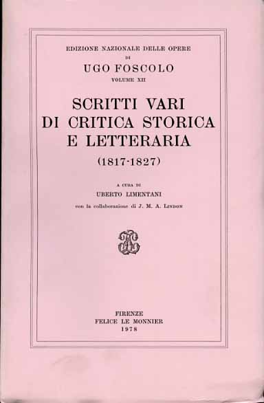 9788800811262-Scritti vari di critica storica e letteraria.1817-1827.