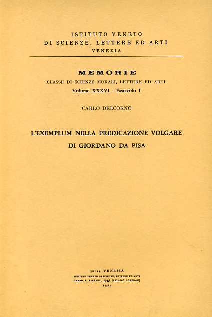 L'Exemplum nella predicazione volgare di Giordano da Pisa.
