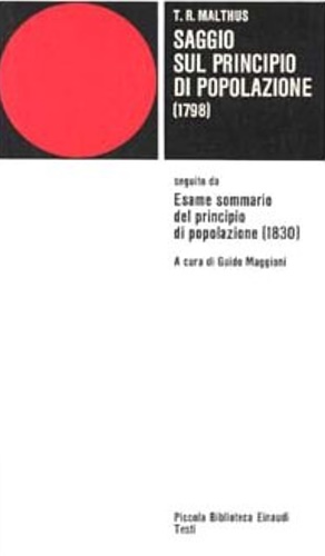 9788806474492-Saggio sul principio di popolazione 1798.