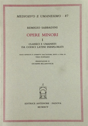 9788884550774-Opere minori. I: Classici e Umanisti da codici latini inesplorati.