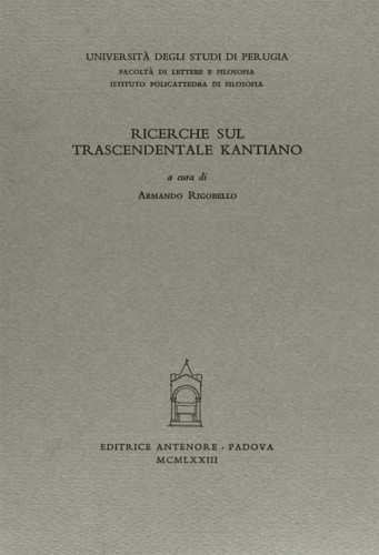 9788884552792-Ricerche sul trascendentale kantiano.