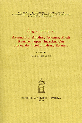 9788884554161-Saggi e ricerche su Alessandro di Afrodisia, Avicenna, Miceli, Brentano, Jaspers