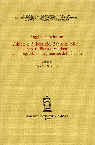 9788884554208-Saggi e ricerche su Aristotele, S.Bernardo, Zabarella, Miceli, Berger, Picasso,