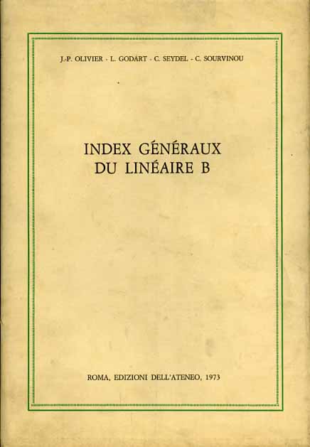 Index généraux du linéaire B.