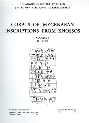 Corpus of Mycenaean Inscriptions from Knossos.Vol.I (1-1063).
