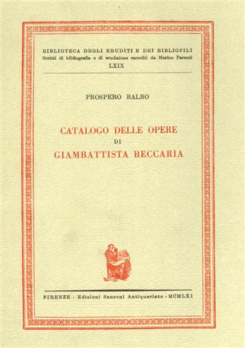 Catalogo delle opere di Giambattista Beccaria.