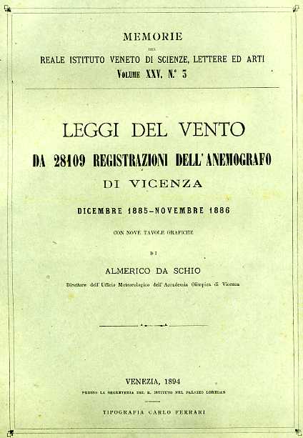 Leggi del vento da 28.109 registrazioni dell'anemografo di Vicenza. Dicembre 188