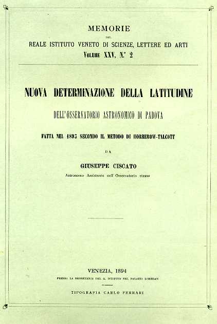 Nuova determinazione della latitudine dell'Osservatorio astronomico di Padova fa