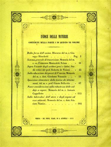 Memorie dell'I. R. Istituto Veneto di Scienze, Lettere ed Arti. Vol.VII, Parte p