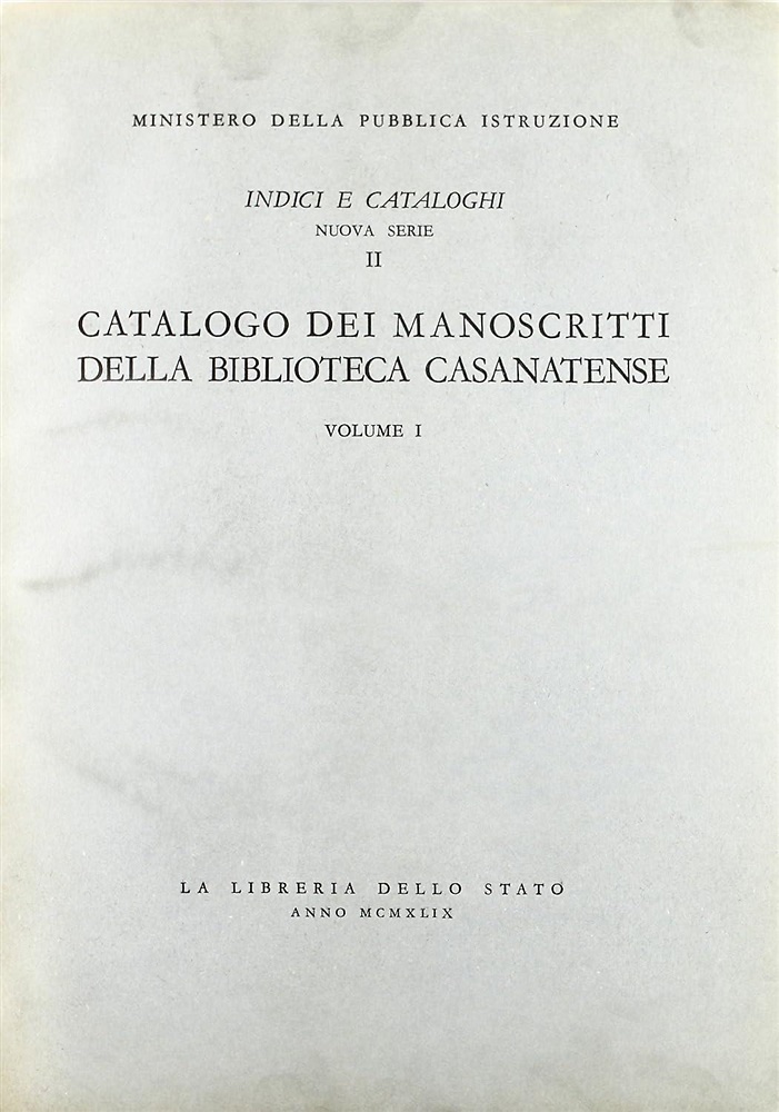 9788824030854-Catalogo dei manoscritti della Biblioteca Casanatense. Vol.I.