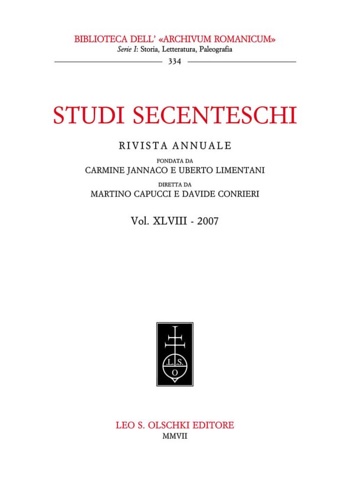 9788822256188-Studi Secenteschi Vol. XLVIII (2007).