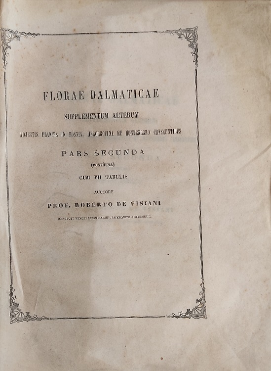 Florae Dalmaticae supplementum alterum adjectis plantis in Bosnia, Hercegovina e
