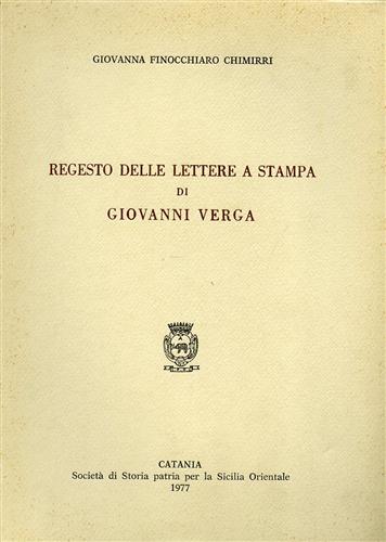 Regesto delle lettere a stampa di Giovanni Verga.