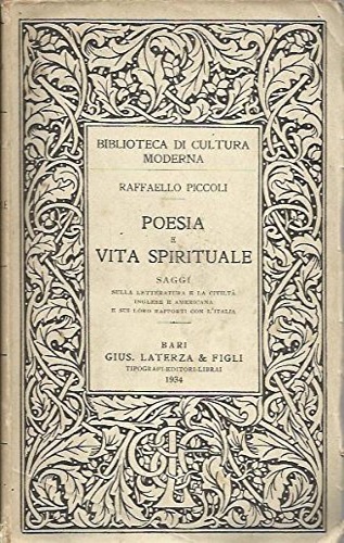 Poesia e vita spirituale. Saggi sulla letteratura e la civiltà inglese e america