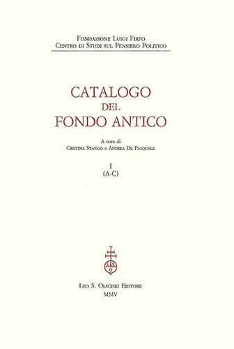 9788822254047- Catalogo del Fondo Antico. Vol. I (A-C).